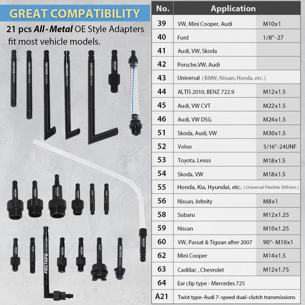 Patented 10L Automatic Transmission Fluid Pump ATF Refill System Dispenser Extractor with 21 Pcs ATF Filler Adapters&Refilling Funnel + Drainer and Refill Kit