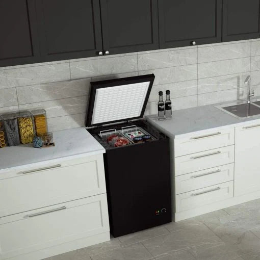Northair Chest Freezer C 3.5 Cu Ft with 2 Removable Baskets C Reach In Freezer Chest C Quiet Compact Freezer C 7 Temperature Settings C Black