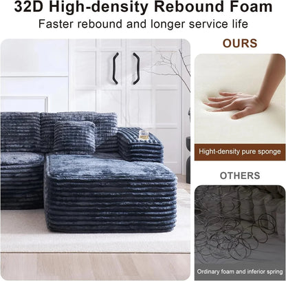 Cloud Sectional Couch with L-Shape Chaise, Modern Modular Sofa with Deep Seat, Built-in Cup Holder & Storage Pocket for Living Room Bedroom, No Assembly Required (Dark Gray, Left Sitting Chaise)