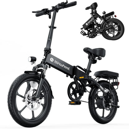 Electric Bike for Adults 500W Motor, 20 mph Folding Ebike, 14"/16"/20" Adults Electric Bicycles with Smart Uphill, 280.8Wh Battery, 25 Miles PAS Range, Mini E Bikes for Adults and Teens-isinwheel