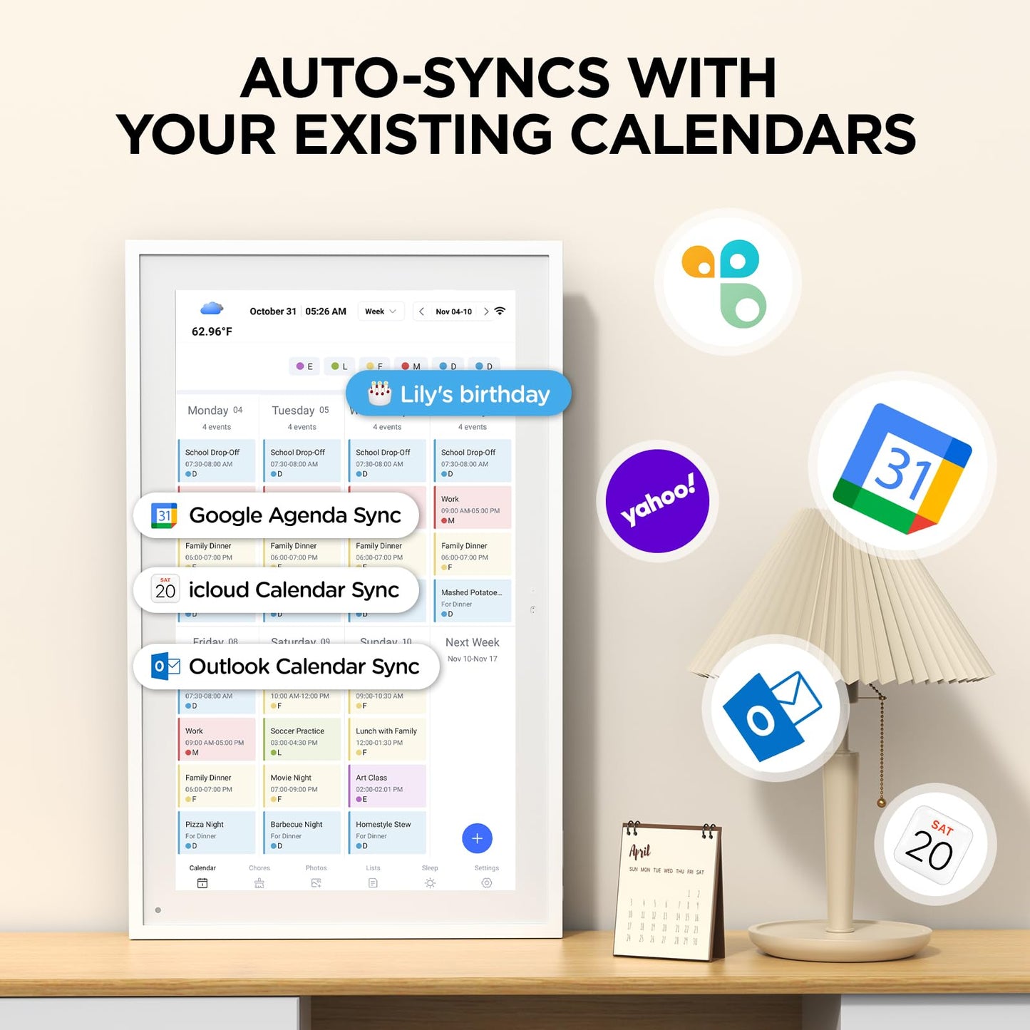 MEZED 10.1" Digital Calendar & Meal Planner with Touch Screen