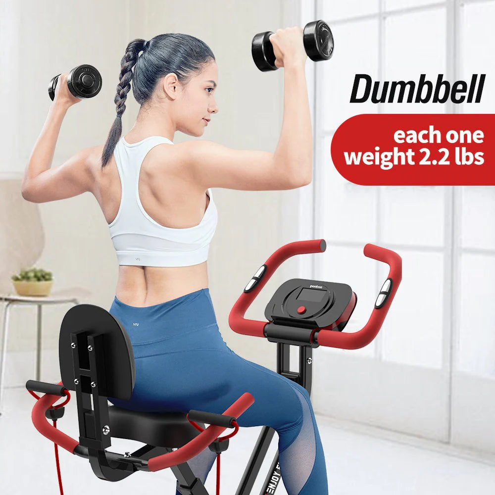Pooboo 3 In 1 Foldable Exercise Bike Indoor Cycling Bike Workout 300Lb