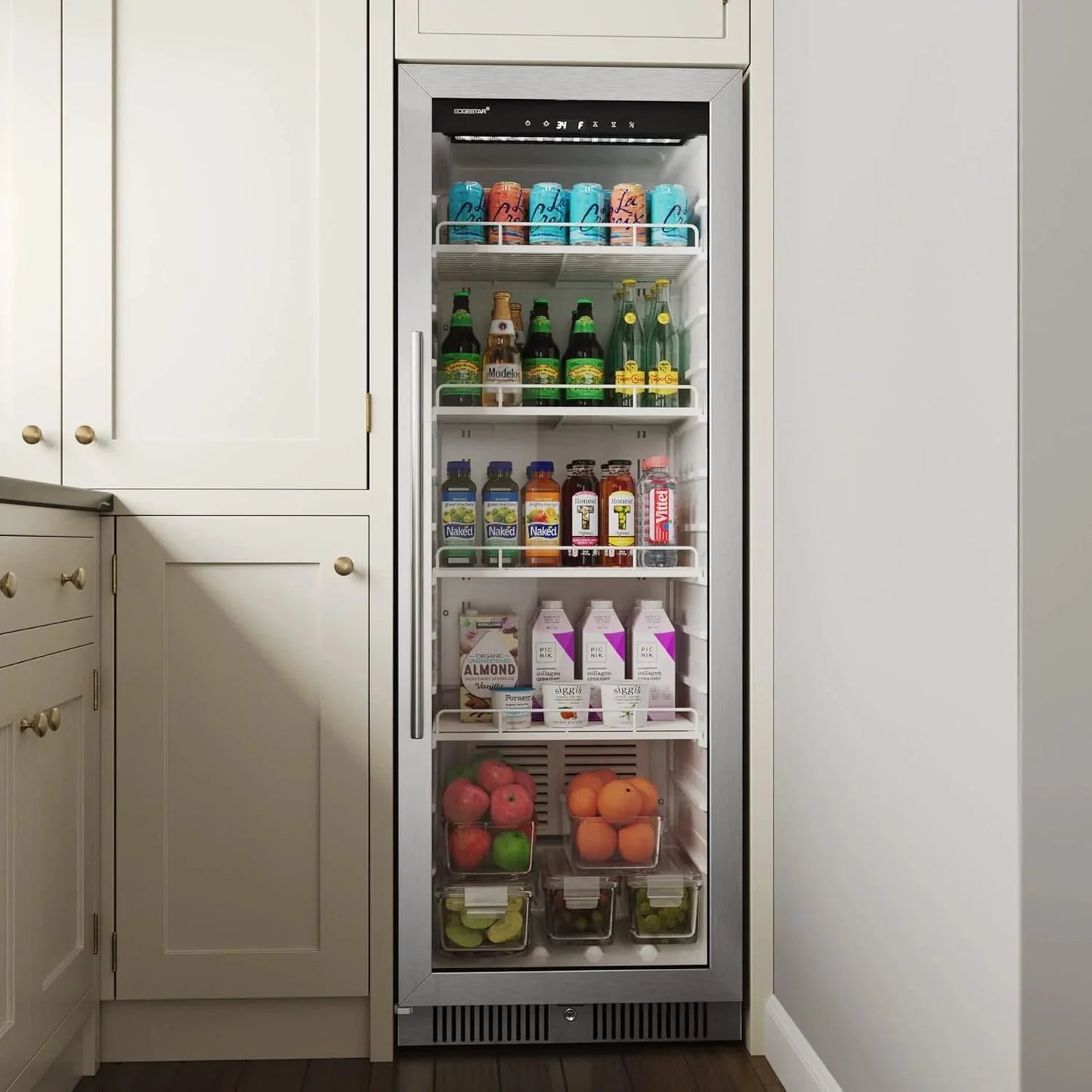EdgeStar VBM101 22" Wide 10.1 Cu. Ft. Commercial Beverage Merchandiser – Stainless Steel, Temp Alarm, Reversible Door