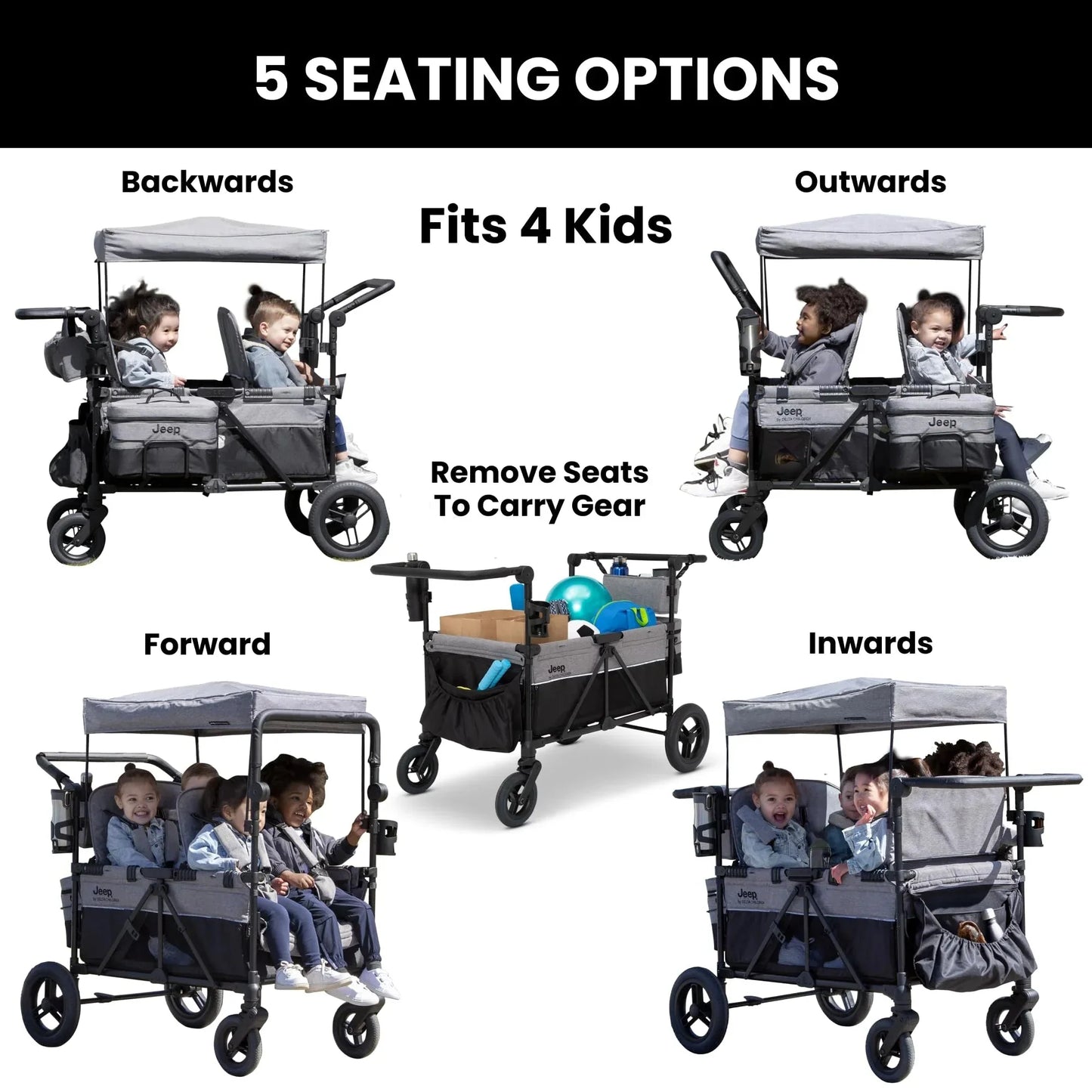 Delta Children's Jeep Wrangler Deluxe 4-Seater Stroller Wagon