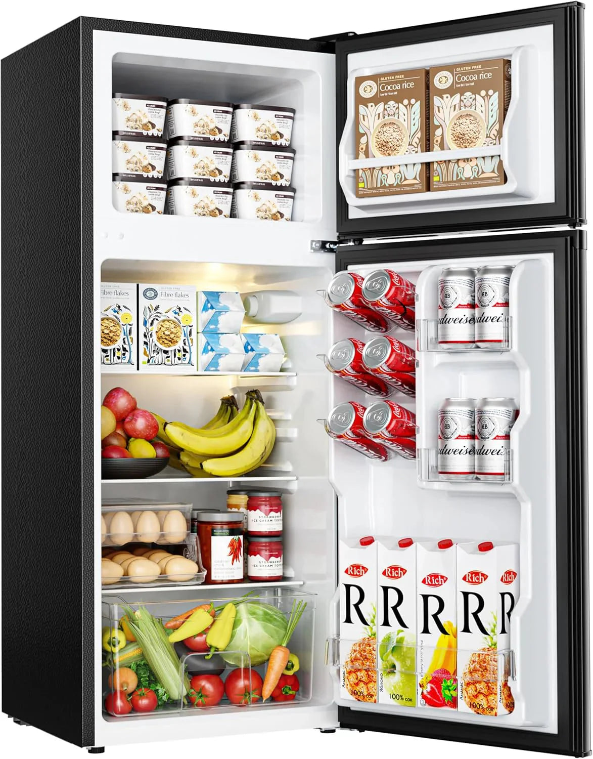 EUHOMY 3.2 Cu.Ft Mini Fridge with Freezer – 2-Door Compact Refrigerator for Bedroom, Dorm, Office or Apartment, Silver
