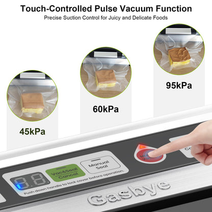 GASBYE 95kPa Vacuum Sealer Machine with Double Heat Seal