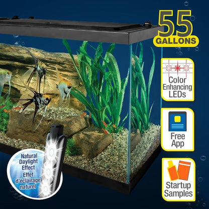 Complete LED Aquarium 55 Gallons, Includes LED Lighting, Filtration, Heater and Accessories