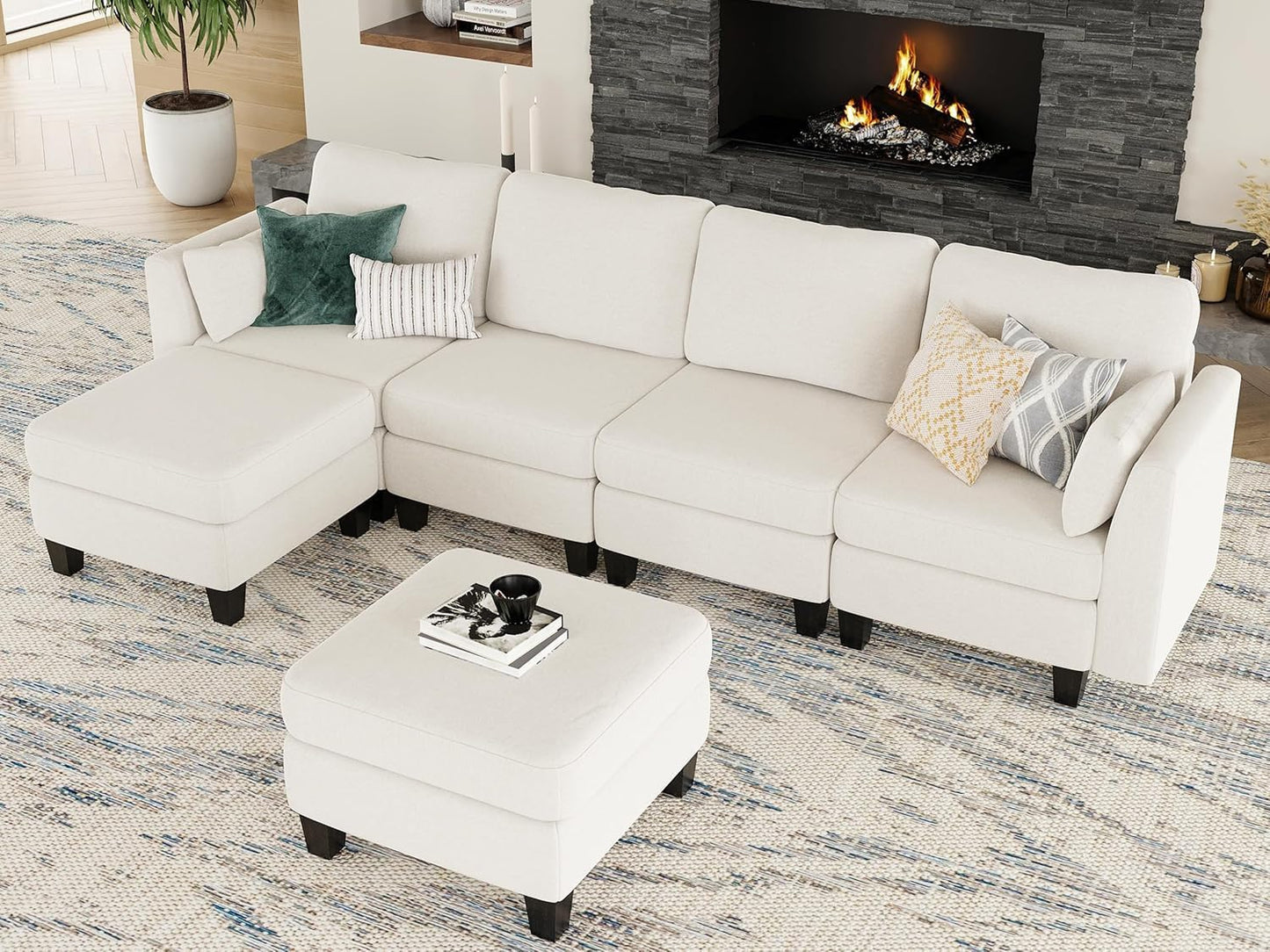 Modular Sectional Sofa, Convertible U Shaped Sofa Couch with High Density Memory Foam, 6 Seat Comfy Modular Sofa Couch for Living Room, Modern U Shaped Sectional Sofa, Dimgrey