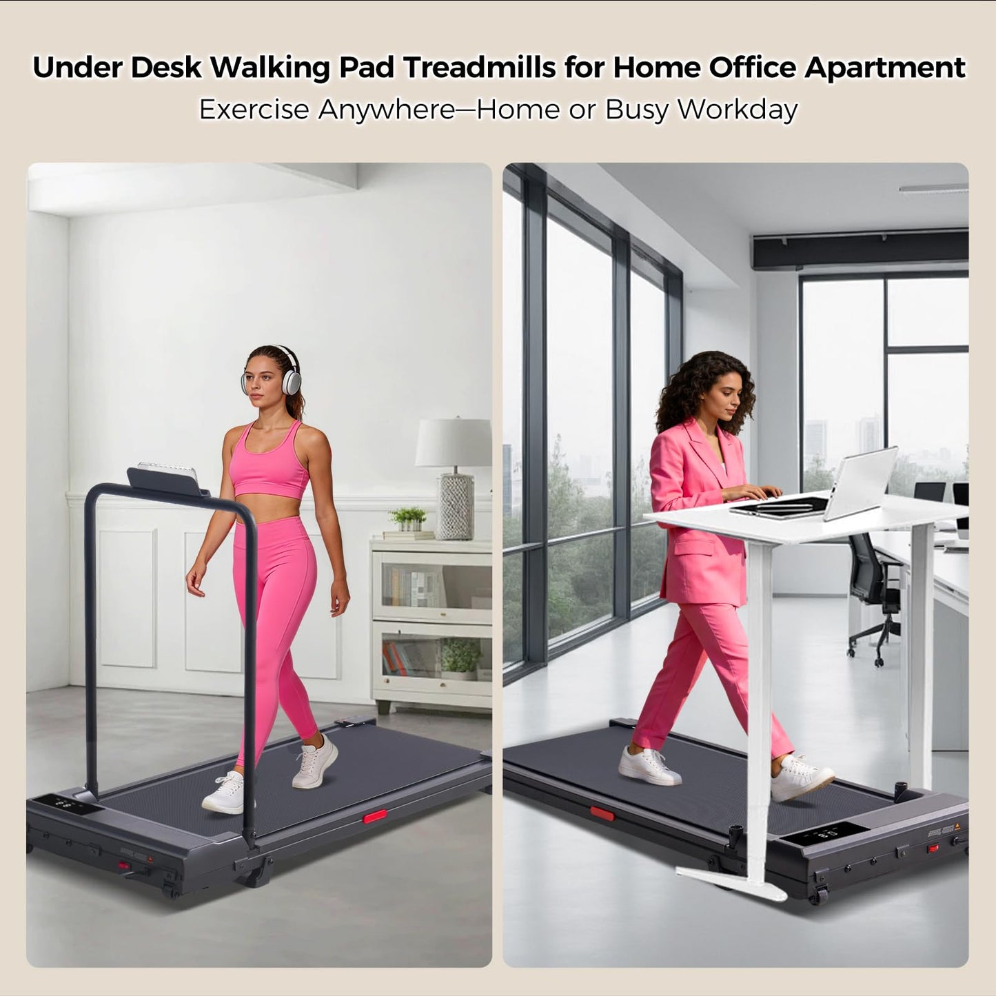 HEVGLRM Walking Pad Treadmill with Handle Bar and Incline