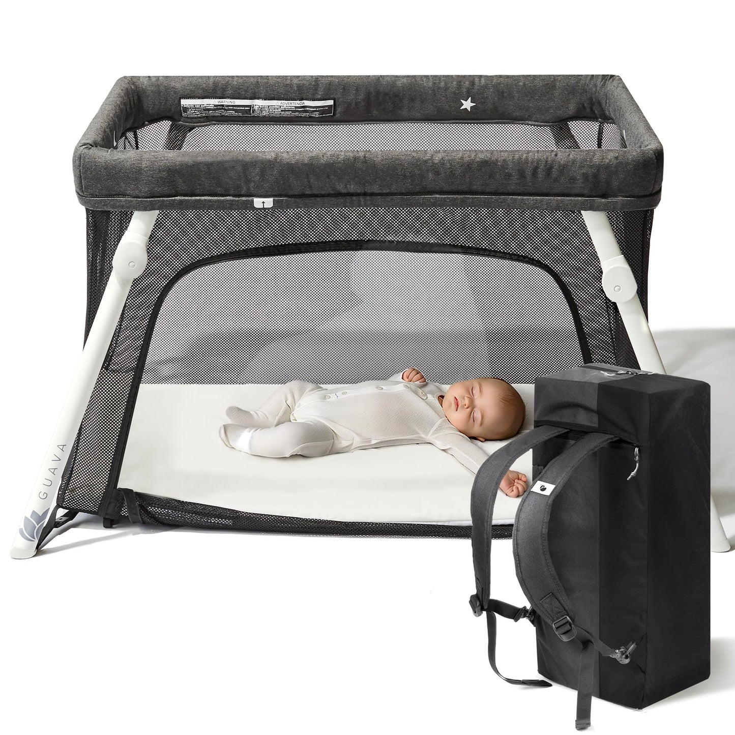 GUAVA FAMILY Travel Crib - Portable Baby Bed with Backpack Design