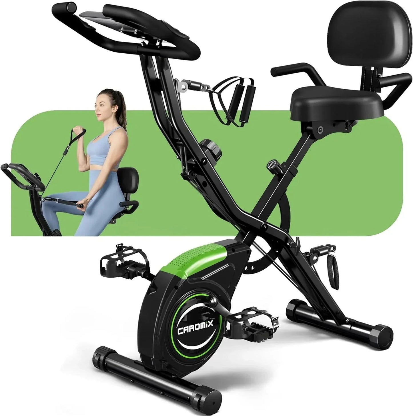 Caromix Folding Exercise Bike, 4 in 1 Stationary Bike 16-Level Magnetic Resistance Cycling Bicycle Upright Indoor Cycling Bike for Home Workout 330LB Capacity sgtnighsdesigns