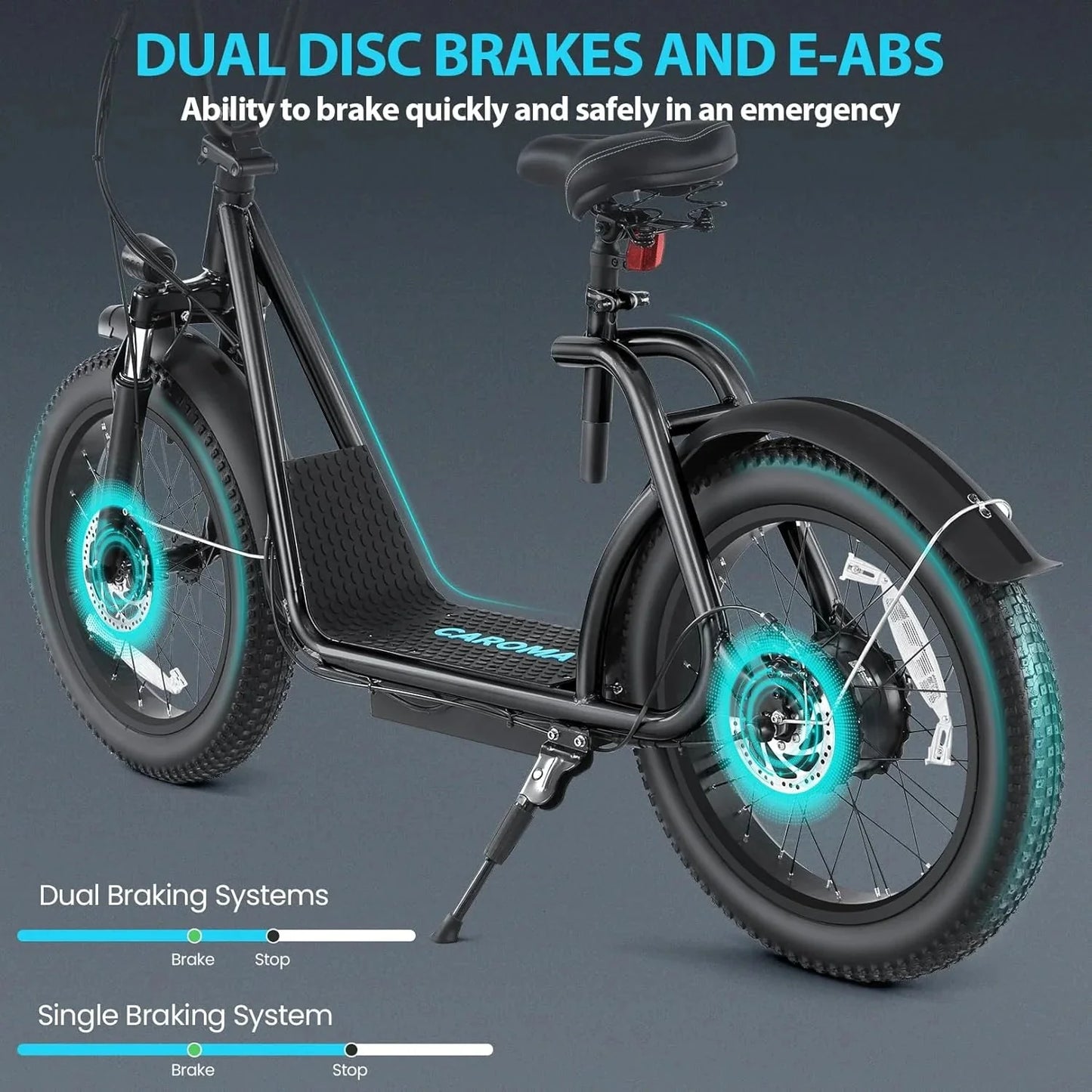 Caroma Peak 800W Foldable Adult Electric Scooter with 20-inch Wide Tires, 48V Battery, Basket, and Adjustable Seat