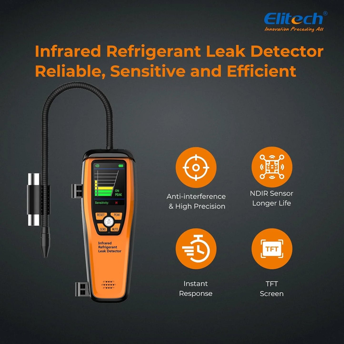 Refrigerant Leak Detector 10 Yrs Infrared Sensor Life Halogen Freon Sniffer, Air Conditioning Detection, Automotive Gas Finder, R22 R410A R134A R1234YF CFCs HCFCs HFCs, ILD-300