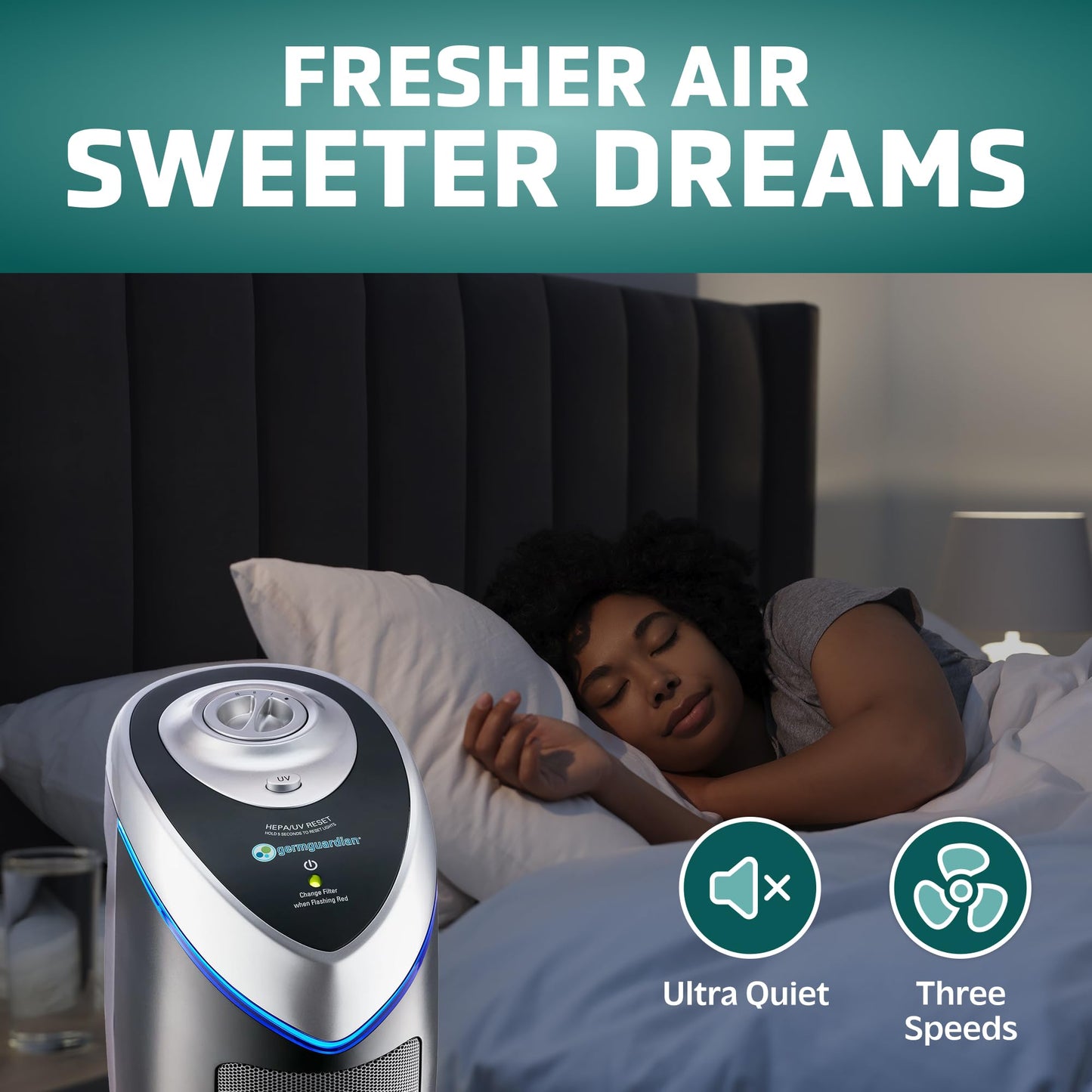 GERMGUARDIAN 4-in-1 HEPA Air Purifier for Large Rooms Up to 743 Sq. Ft.