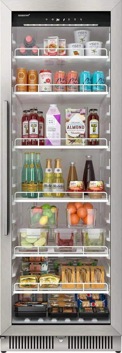 EdgeStar VBM101 22" Wide 10.1 Cu. Ft. Commercial Beverage Merchandiser – Stainless Steel, Temp Alarm, Reversible Door