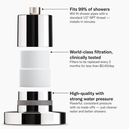 JOLIE SKIN COMPANY Jolie Filtered Showerhead - High Pressure Shower Filter