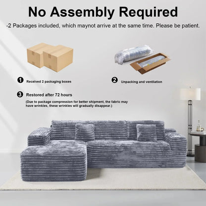 Cloud Sectional Couch with L-Shape Chaise, Modern Modular Sofa with Deep Seat, Built-in Cup Holder & Storage Pocket for Living Room Bedroom, No Assembly Required (Dark Gray, Left Sitting Chaise)