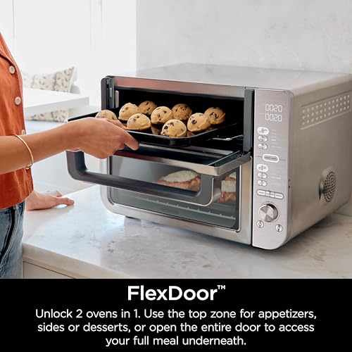 Ninja Countertop Oven Double Stack XL & Air Fryer with Pro Cook System, 12 in 1, Flexdoor, FlavorSeal, SMART FINISH with DualZone Technology, Air Fryer, Bake, Broil, Reheat, Stainless Steel, DCT651