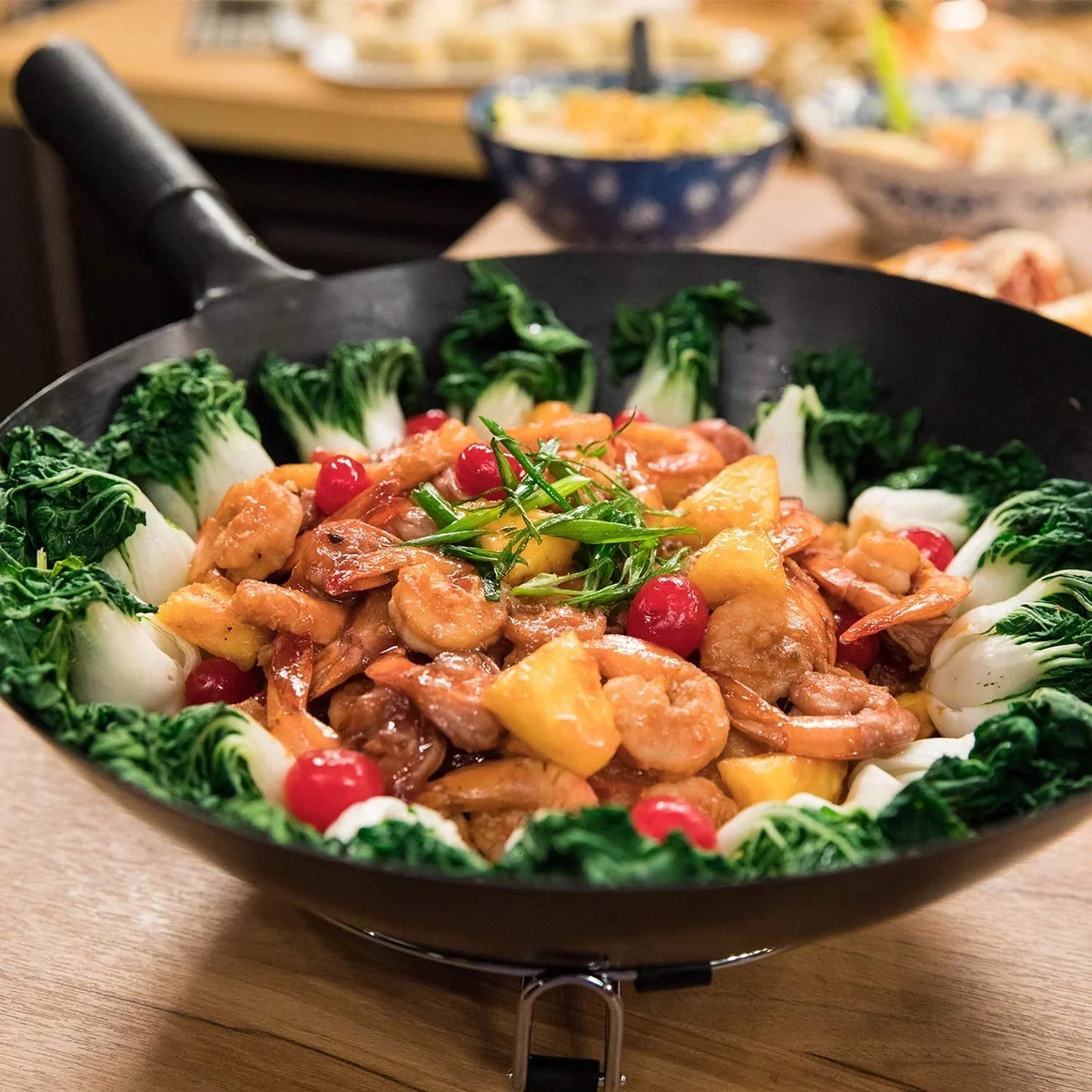 Nuwave Mosaic Induction Wok, Precise Temp Controls from 100u00b0F to 575u00b0F in 5u00b0F, Wok Hei, Infuse Complex Charred Aroma & Flavor, 3 Watts 600, 900 & 1500, Authentic 14-inch Carbon Steel Wok Included