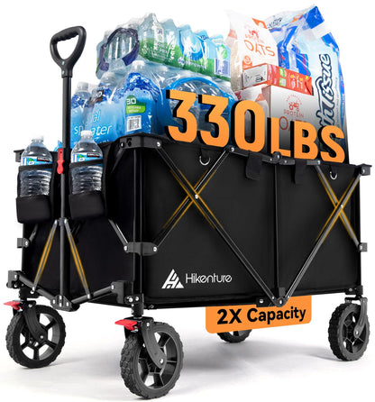 HIKENTURE Collapsible Wagon - 330LBS All-Terrain Beach Cart