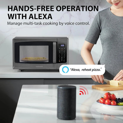 TOSHIBA 4-in-1 ML-EC42P(SS) Countertop Microwave Oven, Smart Sensor, Convection, Air Fryer Combo, Mute Function, Position Memory 13.6" Turntable, 1.5 Cu Ft, 1000W, Silver