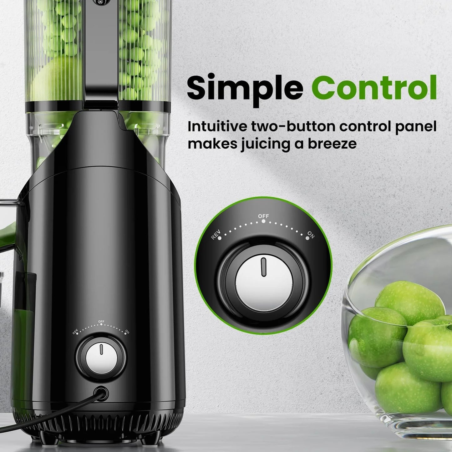 Cold Press Juicer, Slow Masticating Machines with 5.3" Extra Large Feed Chute Fit Whole Fruits & Vegetables Easy Clean Self Feeding Effortless for Batch Juicing, High Juice Yield, BPA Free 250W