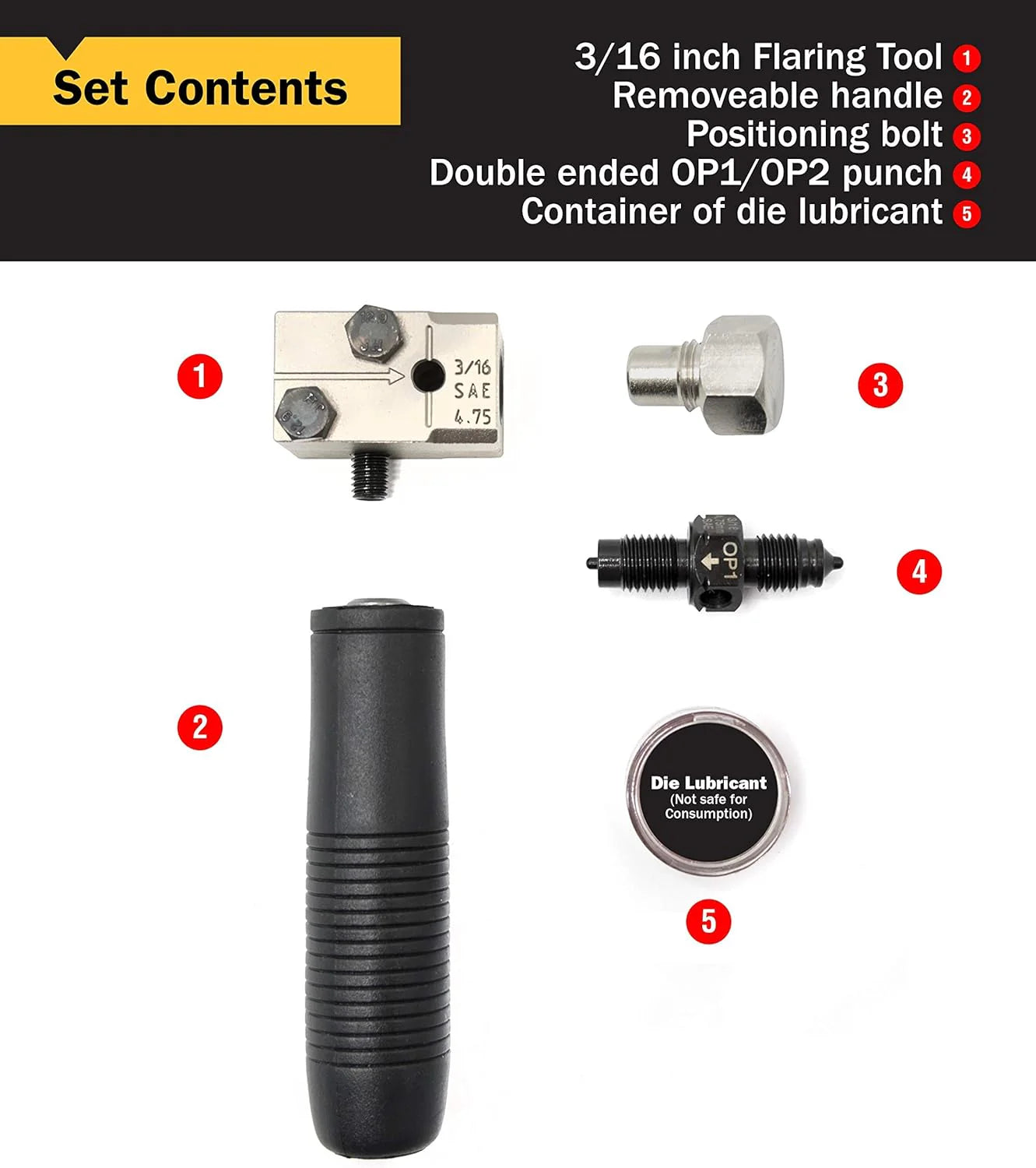Professional Single, Double, and Bubble Flaring Tool Set, Black