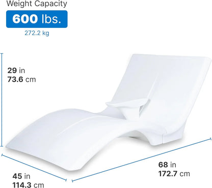 Pool Lounger, Fade-Resistant, Waterproof Patio Furniture, Pool Lounge Chair for Sun Shelf, Use in Pools with Shelves Up to 9-Inches Deep or Outside Pool Deck, Weighted, White