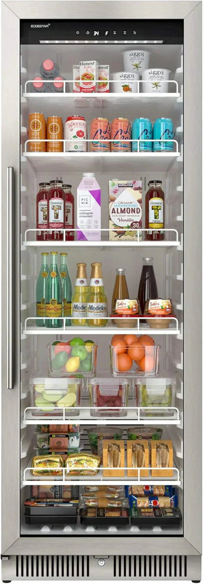 EdgeStar VBM101 22" Wide 10.1 Cu. Ft. Commercial Beverage Merchandiser – Stainless Steel, Temp Alarm, Reversible Door