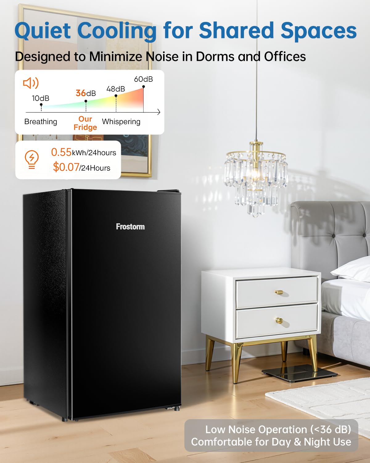FROSTORM 3.2 Cu Ft Mini Fridge with Freezer - Energy Efficient
