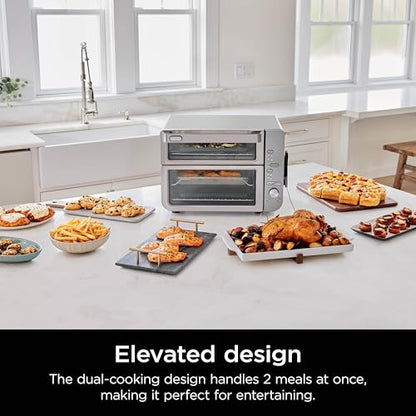 Ninja Countertop Oven Double Stack XL & Air Fryer with Pro Cook System, 12 in 1, Flexdoor, FlavorSeal, SMART FINISH with DualZone Technology, Air Fryer, Bake, Broil, Reheat, Stainless Steel, DCT651