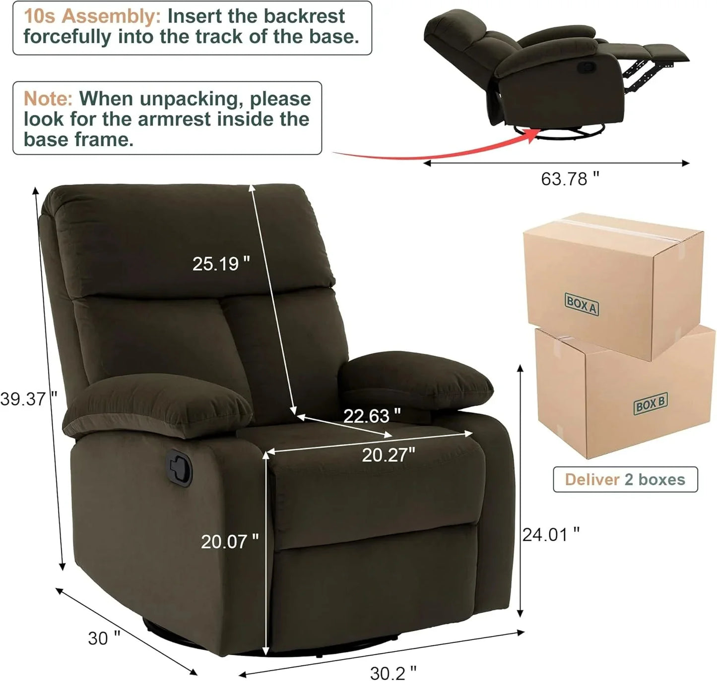 Small Swivel Rocker Recliner Chair for Compact Spaces