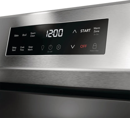 Frigidaire 30-in Glass Top 5 Burners 5.3-cu ft Steam Cleaning Freestanding Electric Range (EasyCare Stainless Steel)