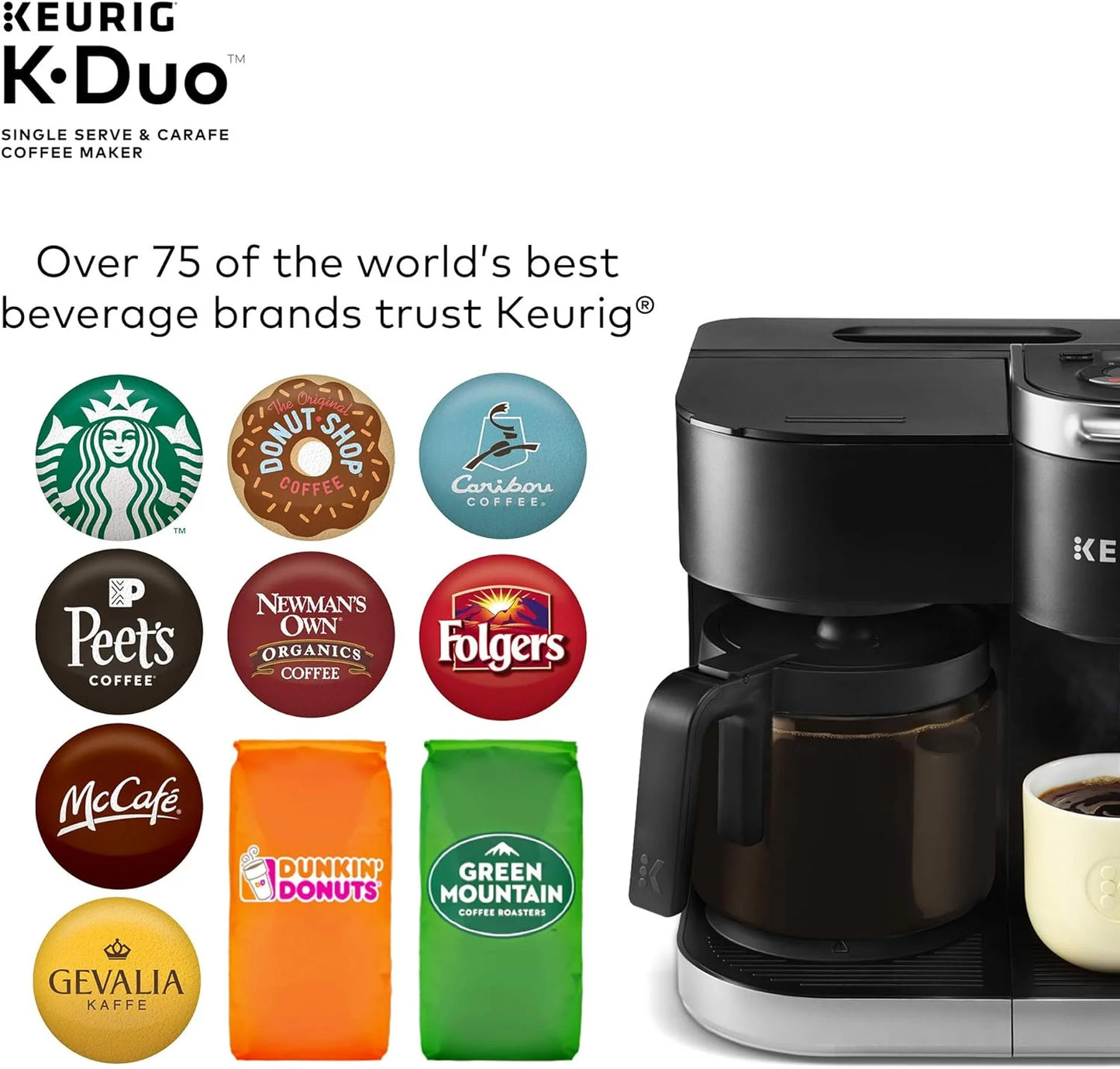 Duo Single Serve K-Cup Pod & Carafe Coffee Maker, Black