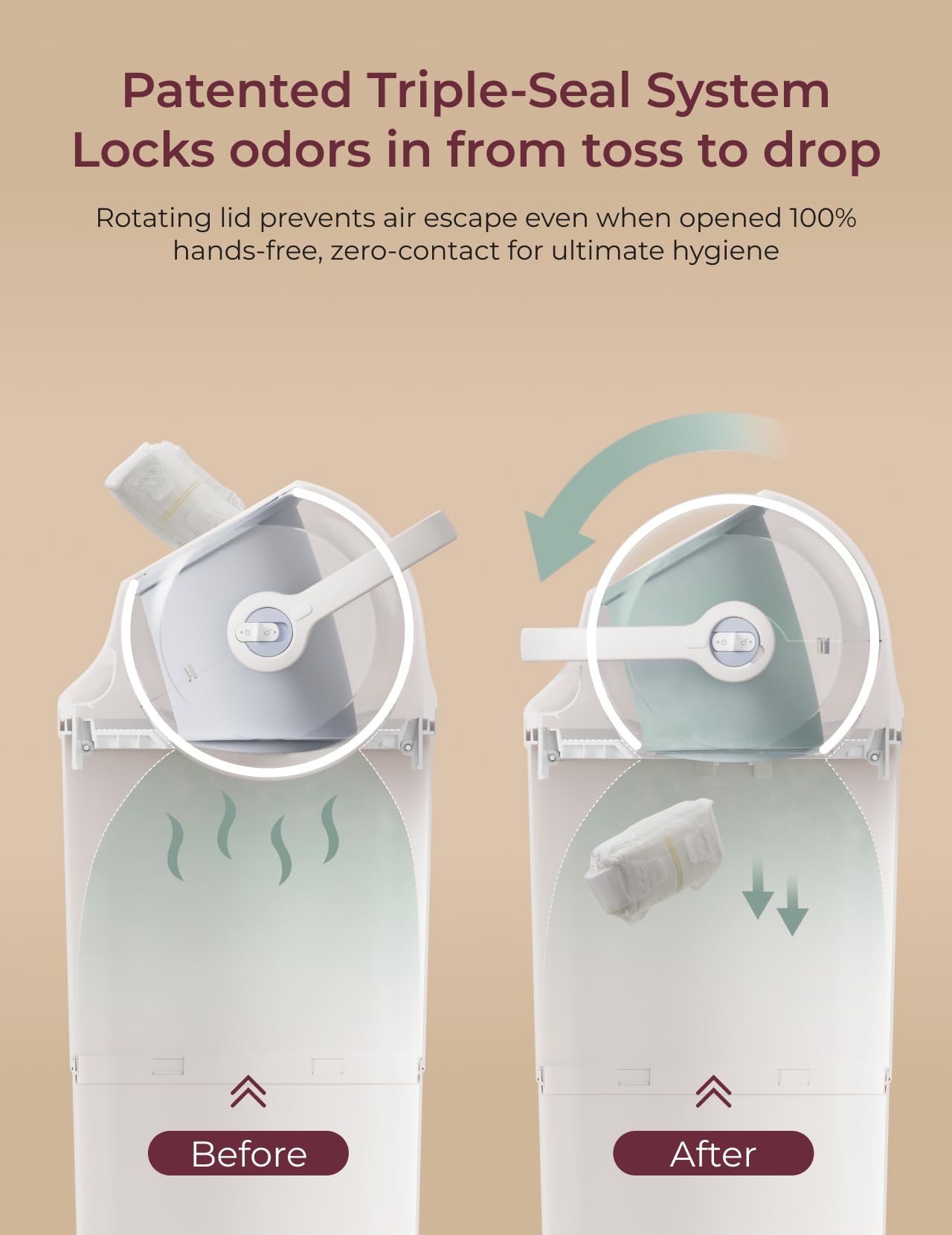 MOMCOZY Diaper Pail with Triple-Seal Odor Control & Large Capacity
