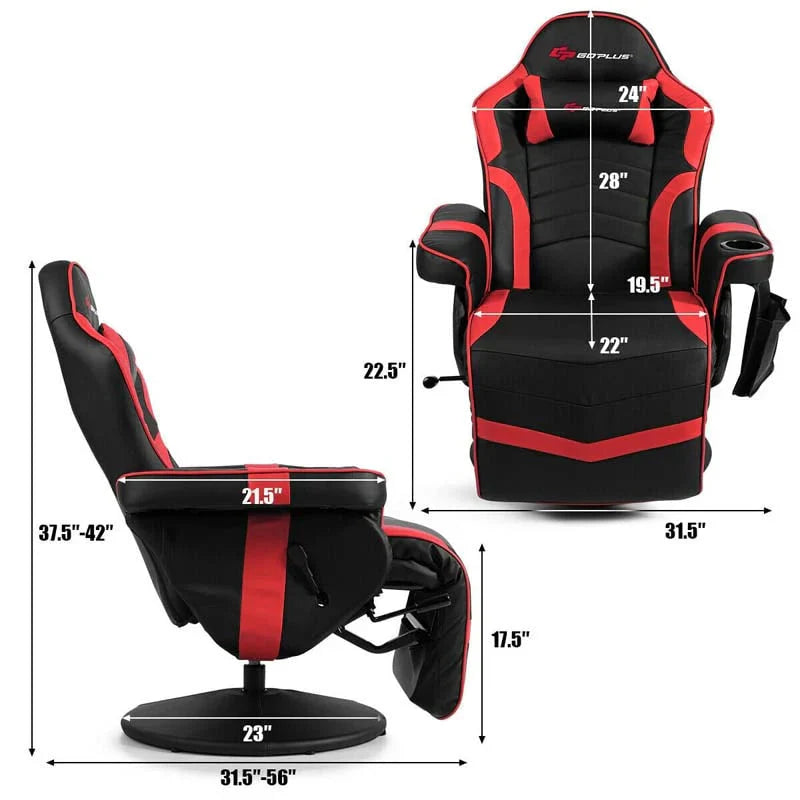 Pu Leather Massage Gaming Chair Ergonomic High Back Racing Style Gaming Recliner With Adjustable Backrest Amp Footrest Cup Holder Side Pouch - Comfortable And Ergonomic Design
