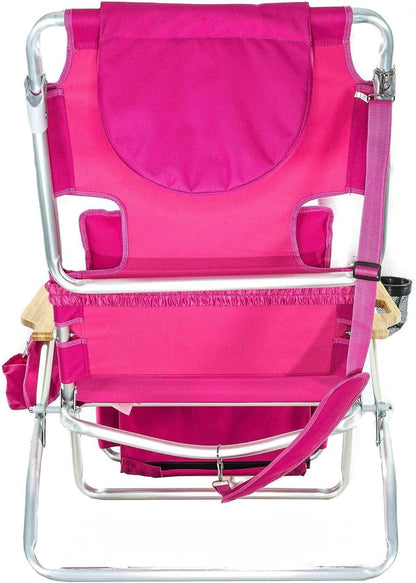 Deluxe 3 in 1 Beach Chair with Face Opening - Portable, Reclining Lounger for Tanning - Face Hole for Reading on Stomach - Padded Footrest, Removable Pillow - Aluminum