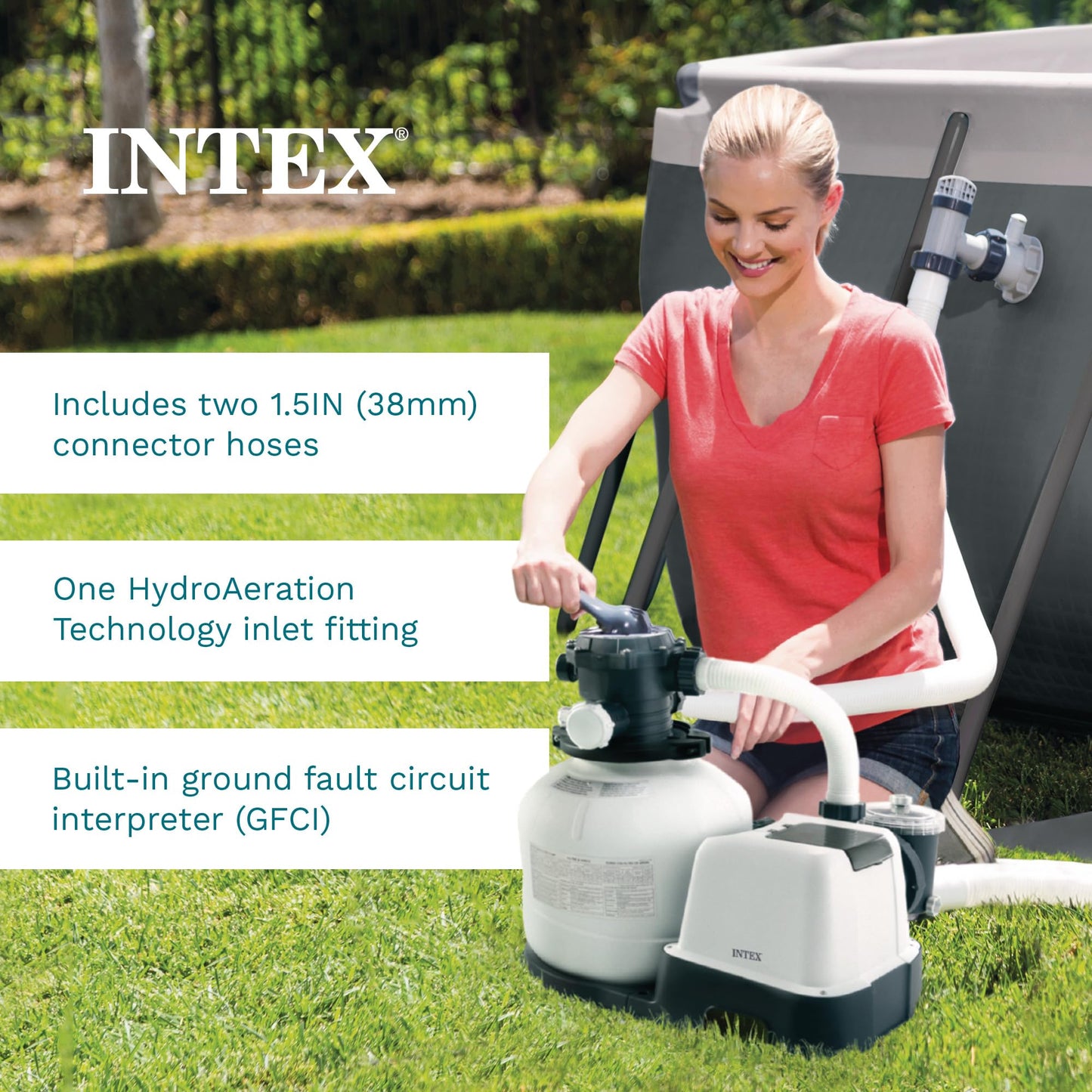 INTEX Krystal Clear Sand Filter Pump 2800 GPH for Pools