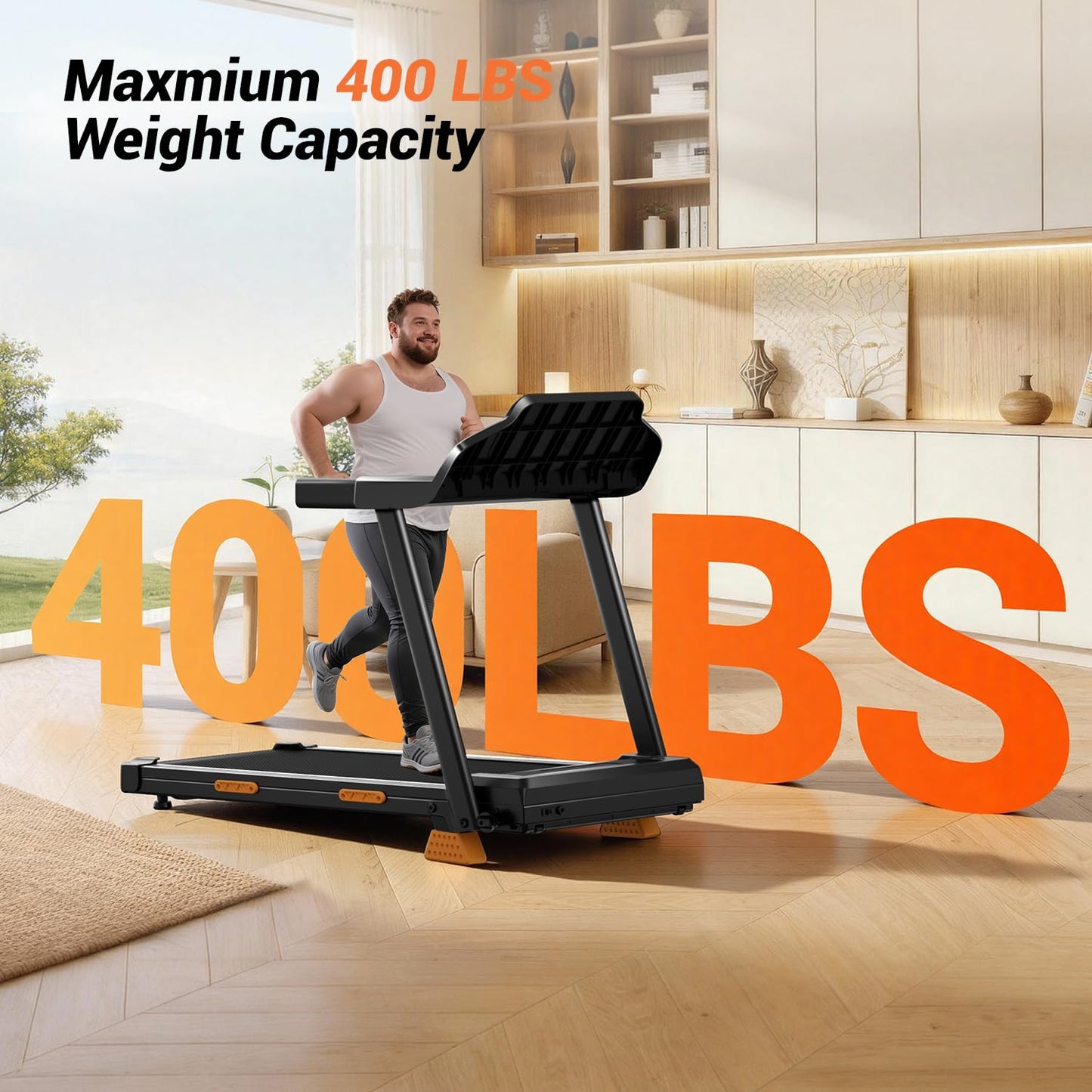 LONTEK Foldable Treadmill with 15% Incline & LED Screen