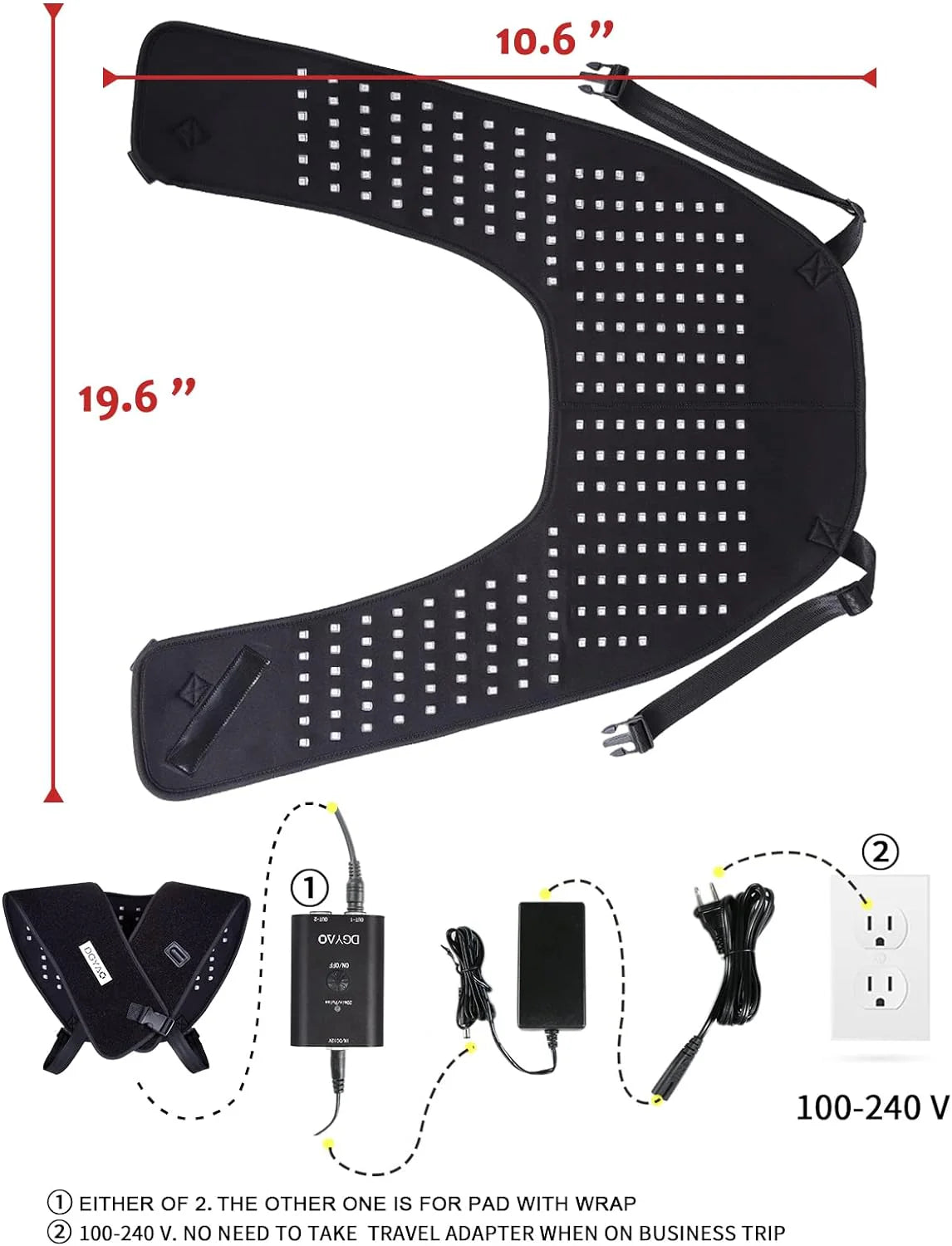 Red Light Therapy for Neck and Shoulder Pain Relief 850nm Near Infrared Therapy Set Wearable Wrap Devices for Upper Back Neck Shoulders Body Muscle Relax Home Use Treatment Pad FDA Cleared