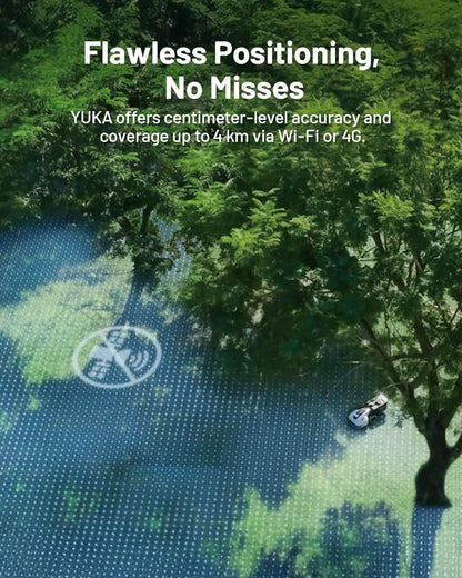 YUKA Mini 500H Robot Lawn Mower Reception 0.12 Acre, Max. 0.17 Acre, Ultrasense AI Vision+ RTK Positioning, Auto Mapping, App Control,45% Slope, Cutting Height 2''~3.5'', 3 Mowing Zones