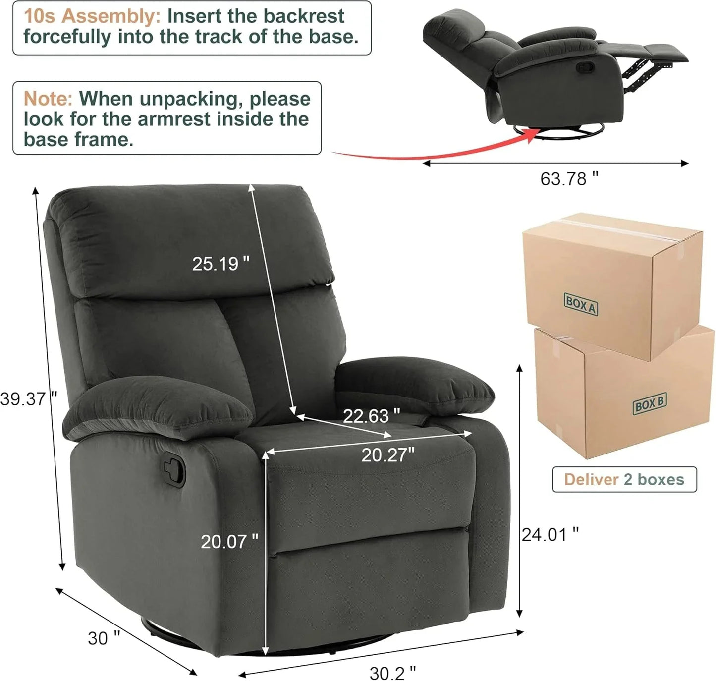 Small Swivel Rocker Recliner Chair for Compact Spaces