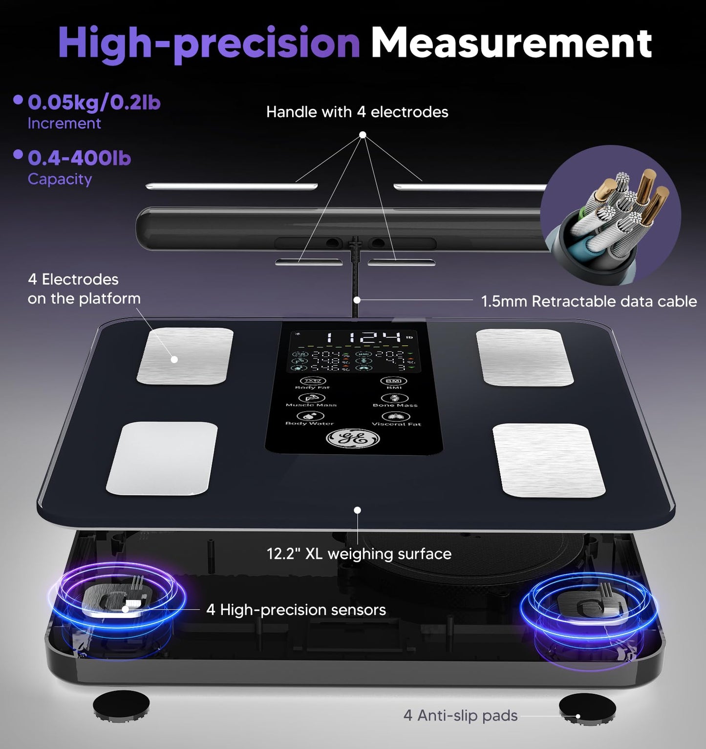 GE Smart Scale: 8-Electrode Bluetooth Body Composition Analyzer