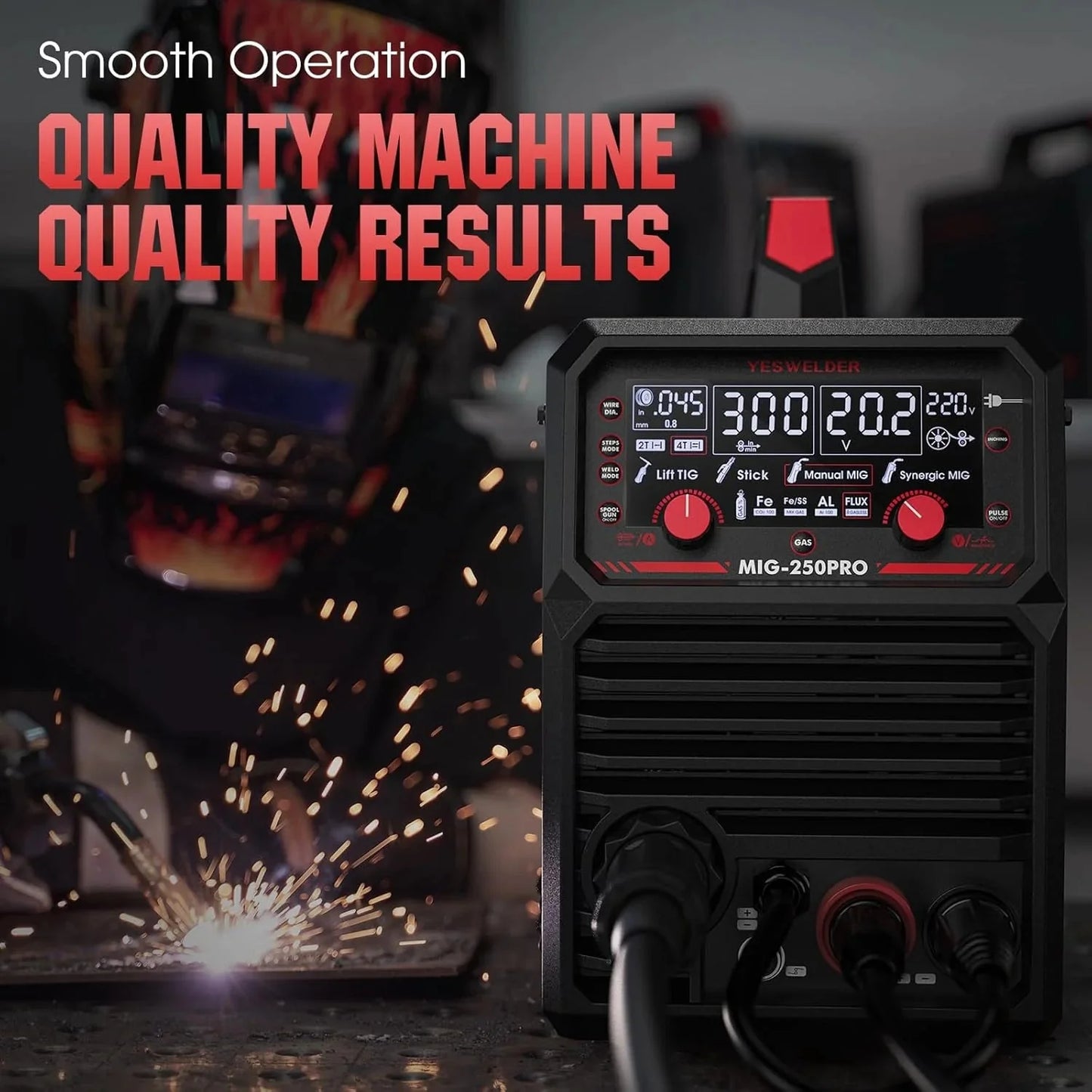 YESWELDER 135Amp MIG Welder,110V Flux Core Welder Flux Core MIG/Lift TIG/Stick 3-in-1 Large LED Digital Display Welding Machine IGBT Inverter Welder FLUX-135PRO