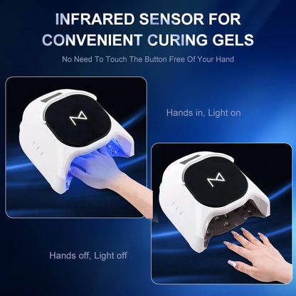 Professional Hybrid 86W Wireless Rechargeable UV LED Nail Curing Lamp Cordless Nail Dryer for Gel Nails, Manicure, Pedicure (Black)