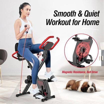Pooboo 3 In 1 Foldable Exercise Bike Indoor Cycling Bike Workout 300Lb