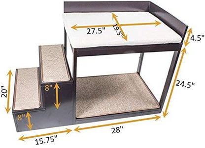 Penn-Plax Buddy Bunk Multi-Level Bed | Pet Stairs for High Beds and Couches | 3 Step System for Small Sized Dogs and Cats | Practical and Accommodating for Modern Homes (DOGF60)