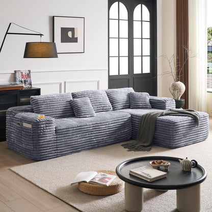 Cloud Sectional Couch with L-Shape Chaise, Modern Modular Sofa with Deep Seat, Built-in Cup Holder & Storage Pocket for Living Room Bedroom, No Assembly Required (Dark Gray, Left Sitting Chaise)