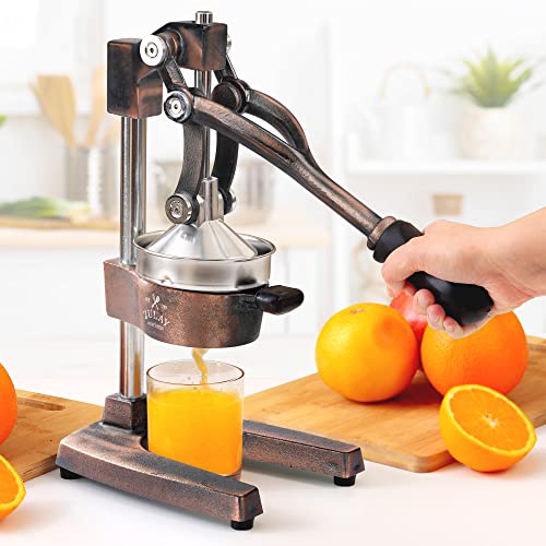 Zulay Kitchen Cast Iron Orange Juice Squeezer Heavy Duty, Easy to Clean, Professional Citrus Juicer Durable Stainless Steel Lemon Squeezer Sturdy Manual Citrus Press & Orange Squeezer (Copper): Home & Kitchen