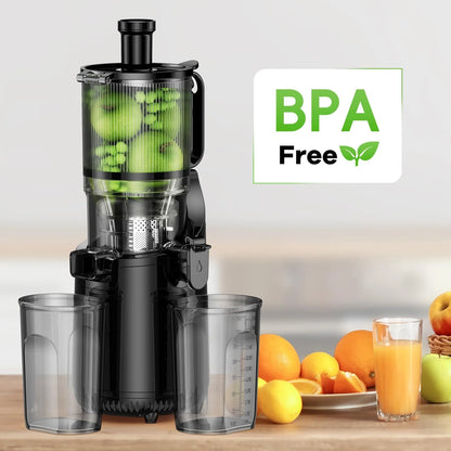 Cold Press Juicer, Slow Masticating Machines with 5.3" Extra Large Feed Chute Fit Whole Fruits & Vegetables Easy Clean Self Feeding Effortless for Batch Juicing, High Juice Yield, BPA Free 250W